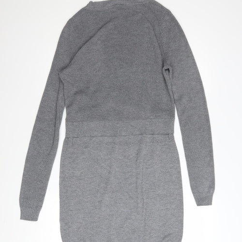 ASOS Women Grey Jumper Dress Size 10 Long Sleeve Knit
