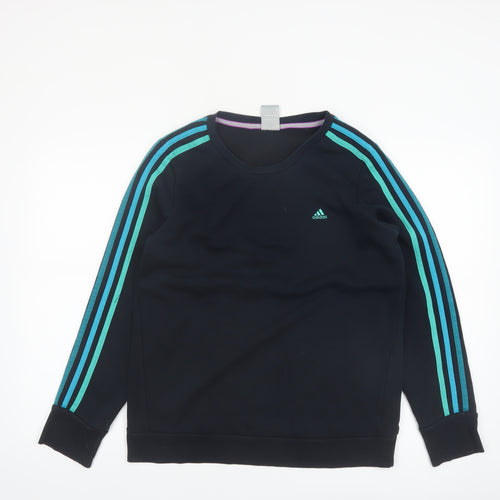 Adidas Women Black Long Sleeve Crew Neck Pullover Sweatshirt Size M