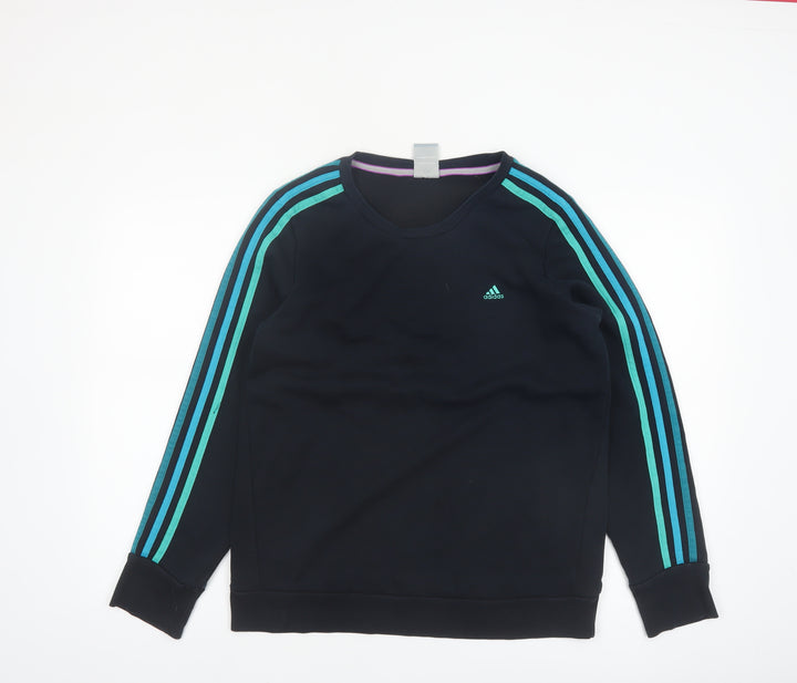Adidas Women Black Long Sleeve Crew Neck Pullover Sweatshirt Size M