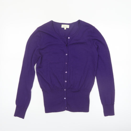 Linea Women's Purple Merino Wool Cardigan Size S Classic Knitwear