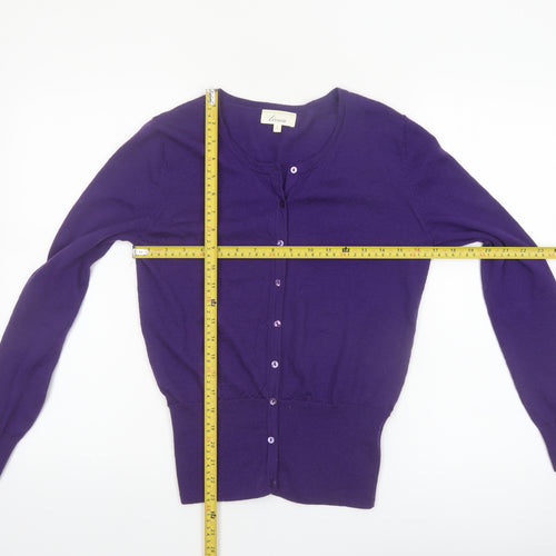 Linea Women's Purple Merino Wool Cardigan Size S Classic Knitwear