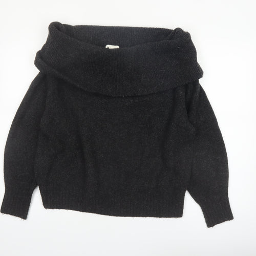 H&M Women’s Black Cowl Neck Long Sleeve Knit Jumper Size S