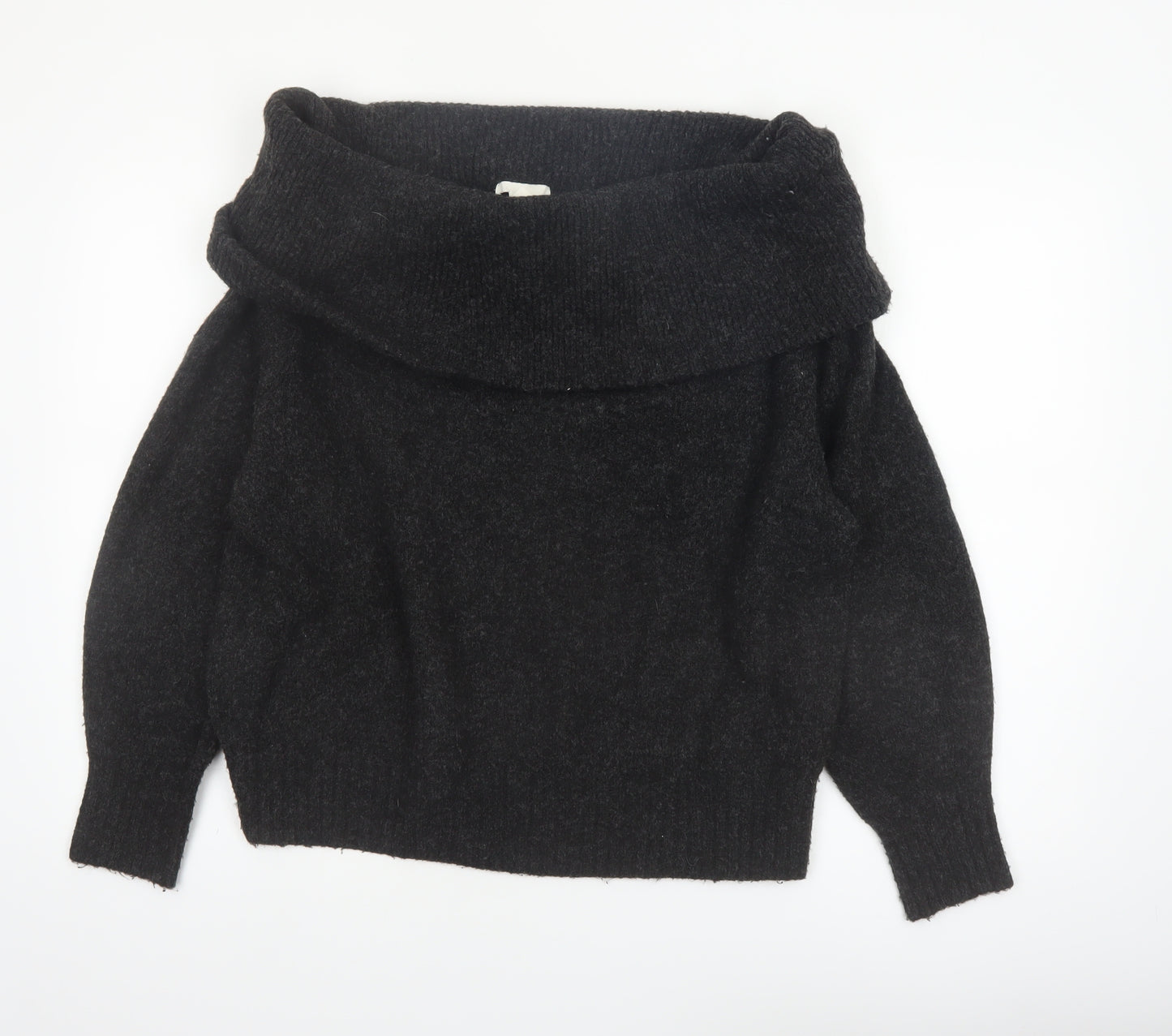 H&M Women’s Black Cowl Neck Long Sleeve Knit Jumper Size S