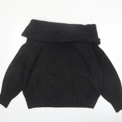 H&M Women’s Black Cowl Neck Long Sleeve Knit Jumper Size S