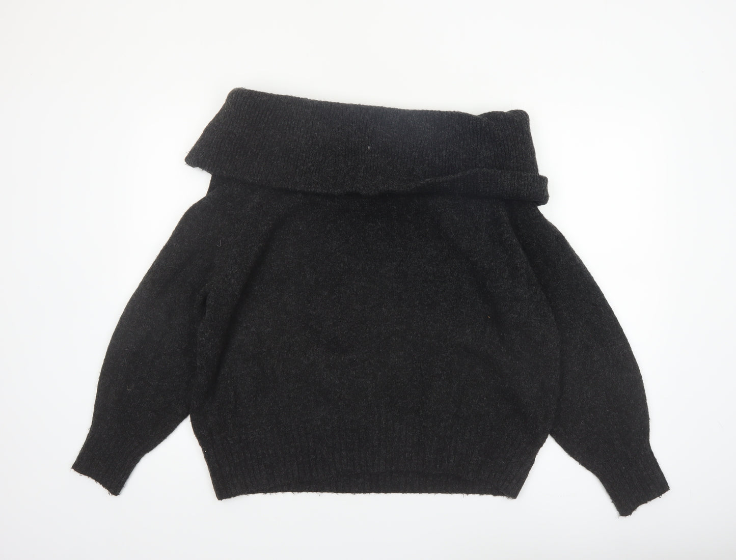 H&M Women’s Black Cowl Neck Long Sleeve Knit Jumper Size S