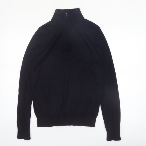 Reiss Men’s Black Wool 1/2 Zip High Neck Jumper Size M