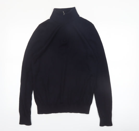 Reiss Men’s Black Wool 1/2 Zip High Neck Jumper Size M