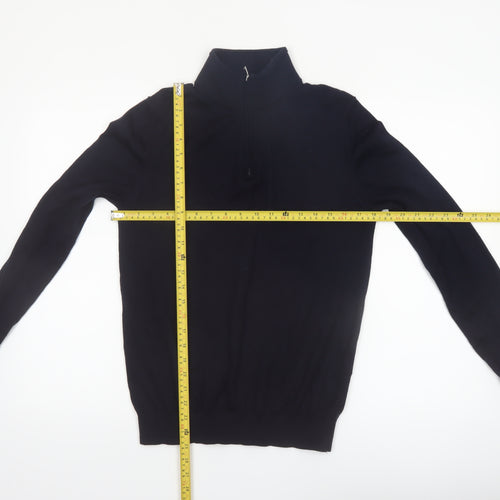 Reiss Men’s Black Wool 1/2 Zip High Neck Jumper Size M