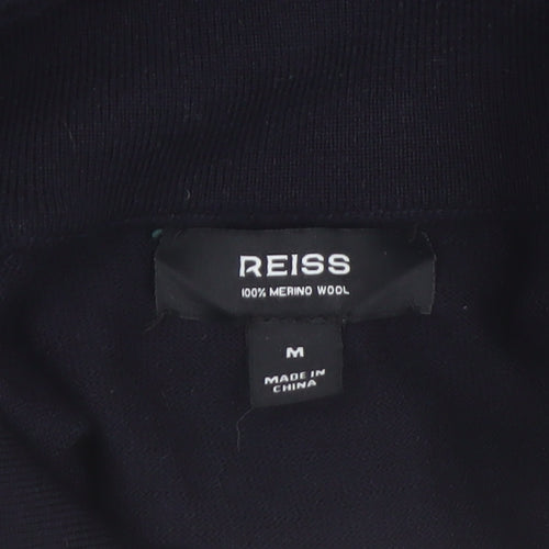 Reiss Men’s Black Wool 1/2 Zip High Neck Jumper Size M
