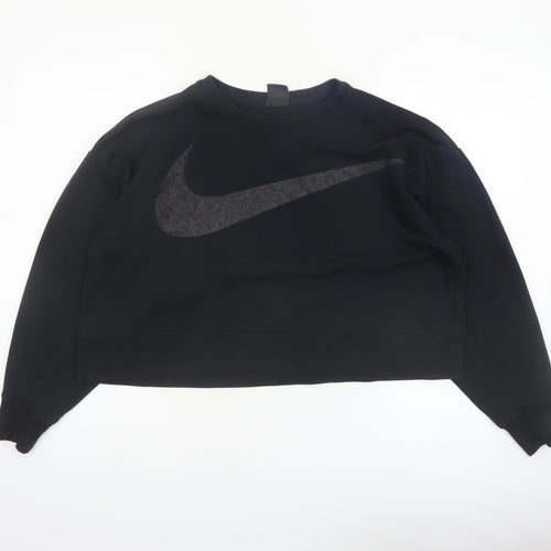 Nike Womens Black Dri-Fit Crew Neck Pullover Sweatshirt M