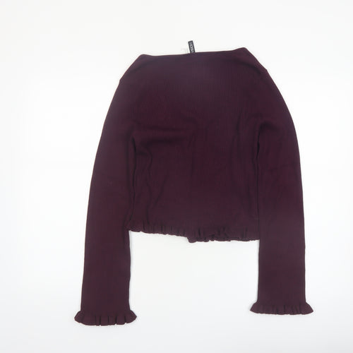 H&M Divided Womens Burgundy V-Neck Button Cardigan Size 12