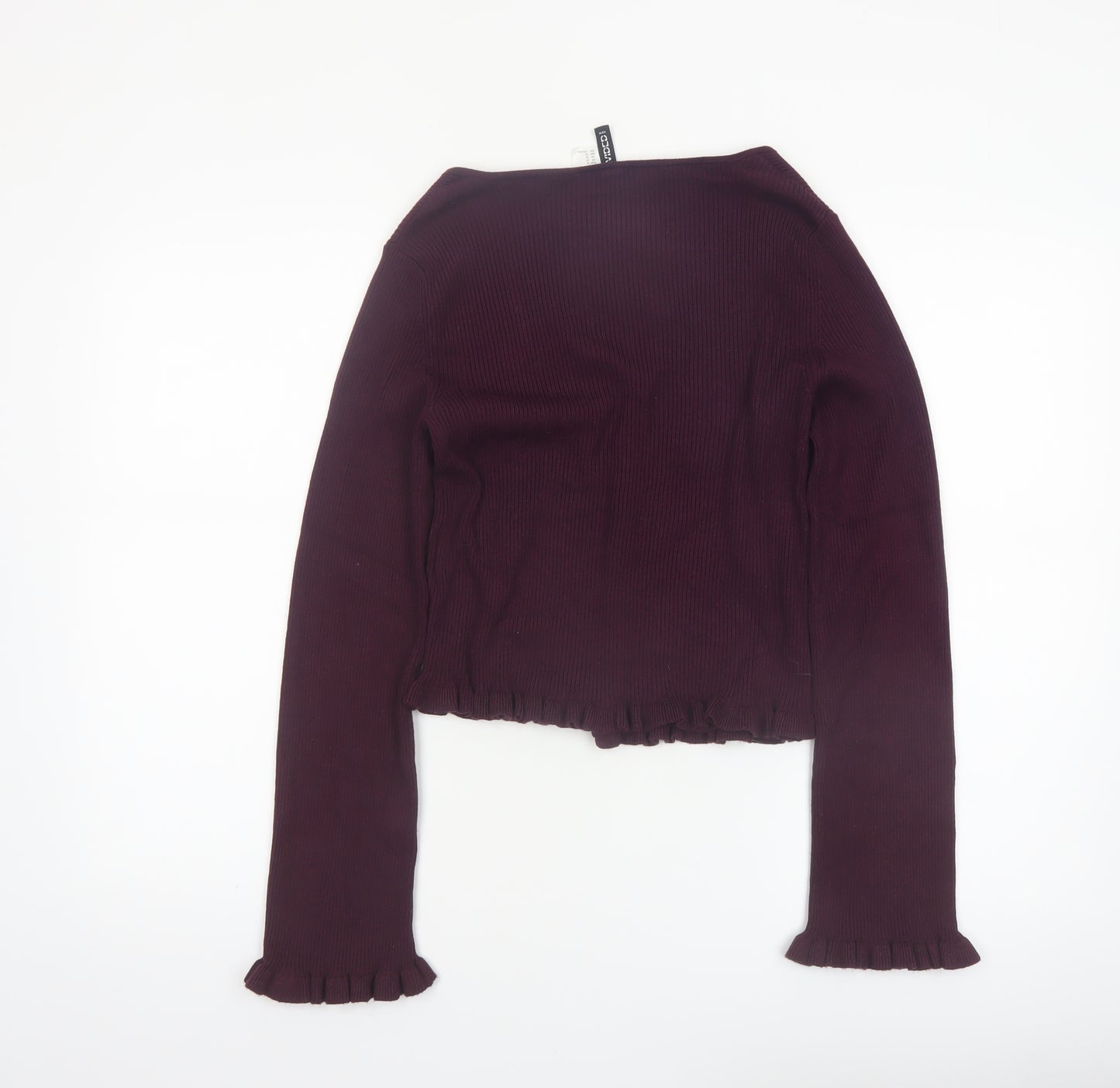 H&M Divided Womens Burgundy V-Neck Button Cardigan Size 12