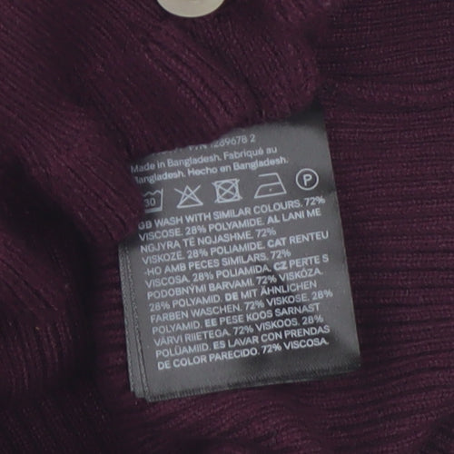 H&M Divided Womens Burgundy V-Neck Button Cardigan Size 12