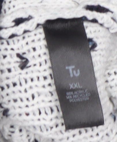 Tu Men’s Green Fair Isle Half Zip Jumper XXL Acrylic Blend