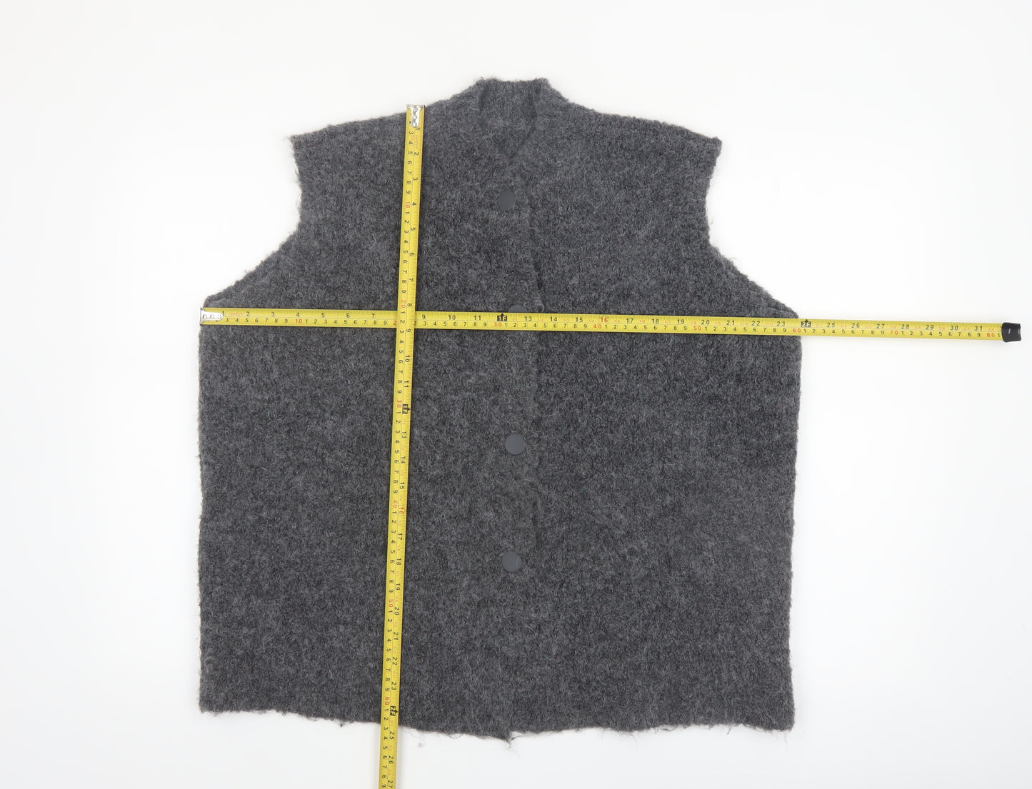 Marks and Spencer Womens Grey Knit Sleeveless Button Vest L