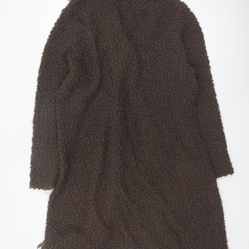 Essence Women's Brown Longline Fringed Knit Cardigan Size 20