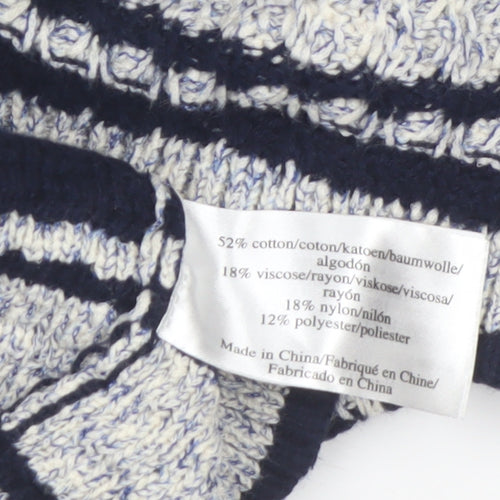Laura Ashley Women's Blue Striped Chunky Knit Jumper UK 10