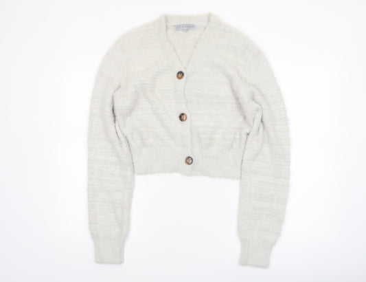 Out of the Mist Women’s Ivory Long Sleeve V-Neck Knit Cardigan XS