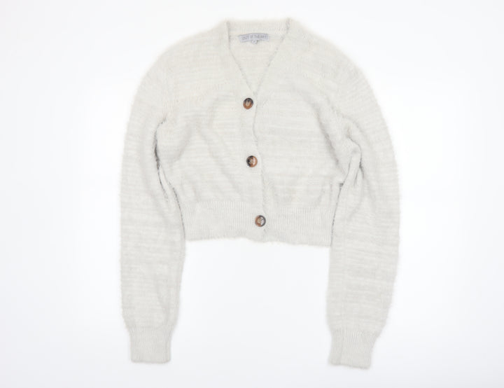 Out of the Mist Women’s Ivory Long Sleeve V-Neck Knit Cardigan XS