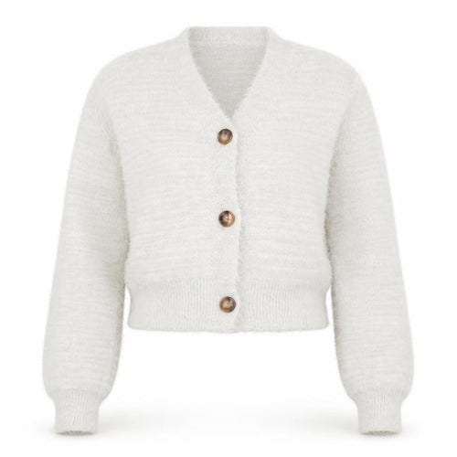 Out of the Mist Women’s Ivory Long Sleeve V-Neck Knit Cardigan XS