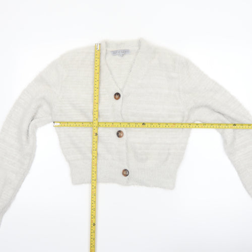 Out of the Mist Women’s Ivory Long Sleeve V-Neck Knit Cardigan XS