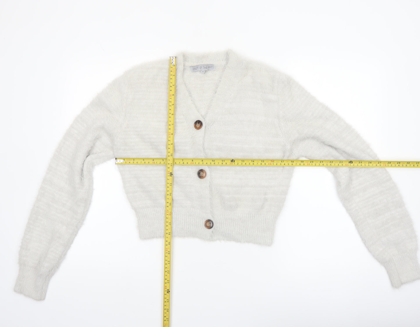 Out of the Mist Women’s Ivory Long Sleeve V-Neck Knit Cardigan XS