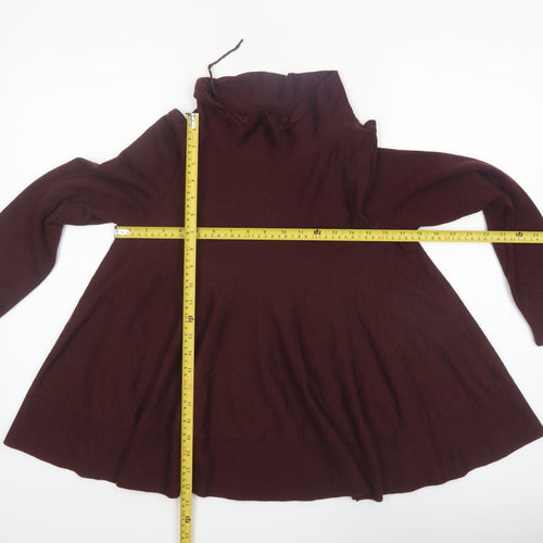 COS Women Brown Wool Roll Neck Long Sleeve Tunic Jumper Size 12
