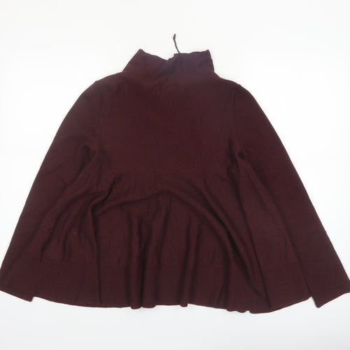 COS Women Brown Wool Roll Neck Long Sleeve Tunic Jumper Size 12
