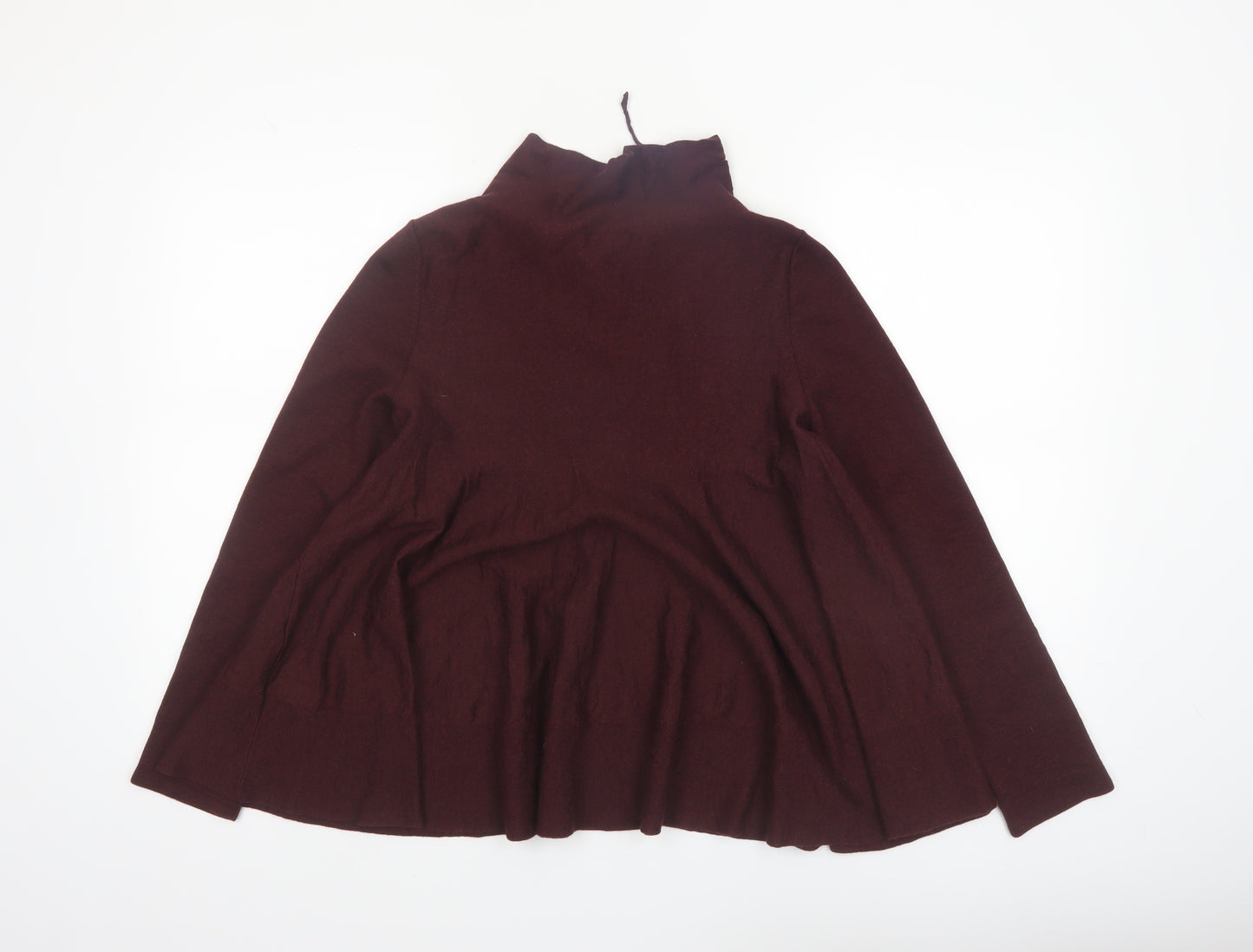 COS Women Brown Wool Roll Neck Long Sleeve Tunic Jumper Size 12
