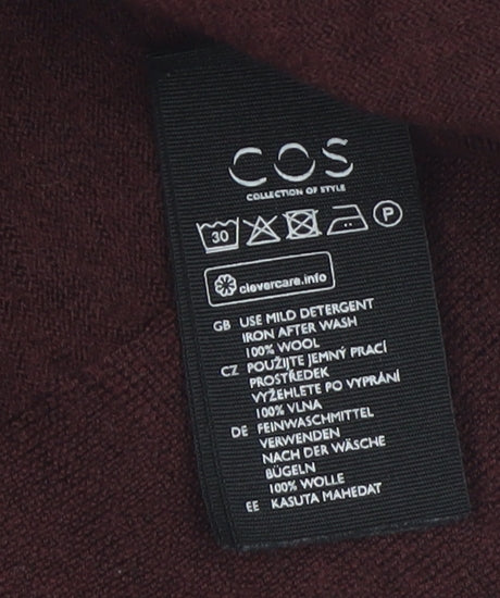 COS Women Brown Wool Roll Neck Long Sleeve Tunic Jumper Size 12