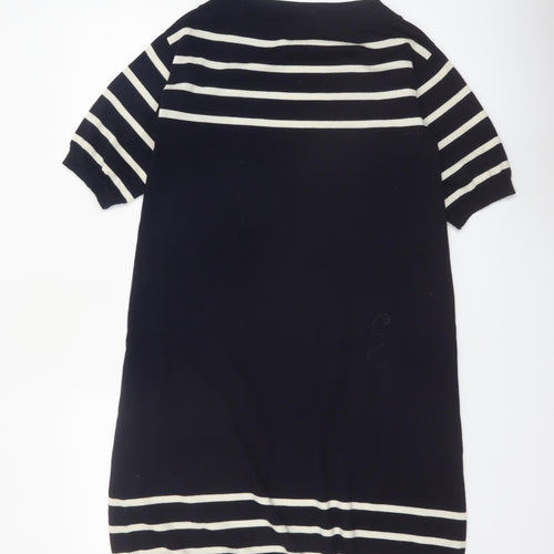 Jigsaw Women Blue Striped Wool Knit Shift Dress Size S