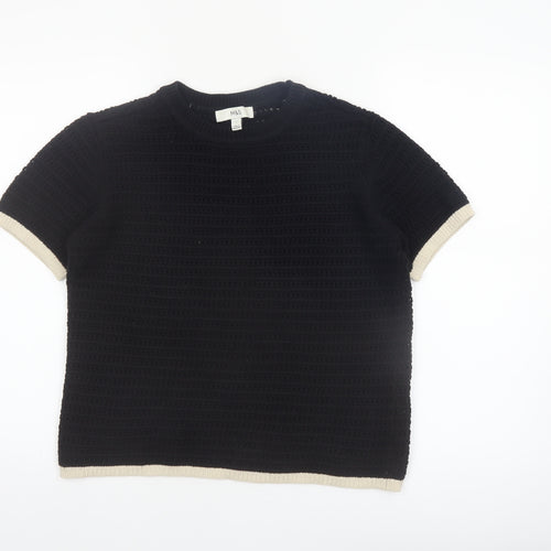 Marks and Spencer Women's Black Short Sleeve Knit Jumper Size S