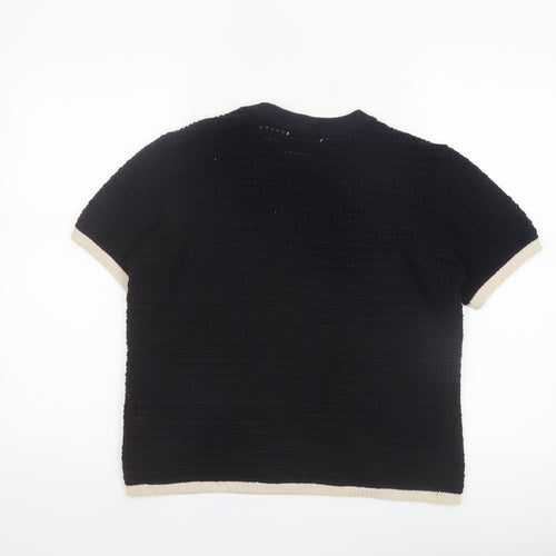Marks and Spencer Women's Black Short Sleeve Knit Jumper Size S