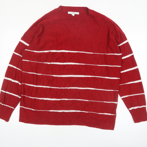 Next Womens Red Striped Crew Neck Acrylic Jumper L