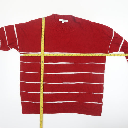 Next Womens Red Striped Crew Neck Acrylic Jumper L