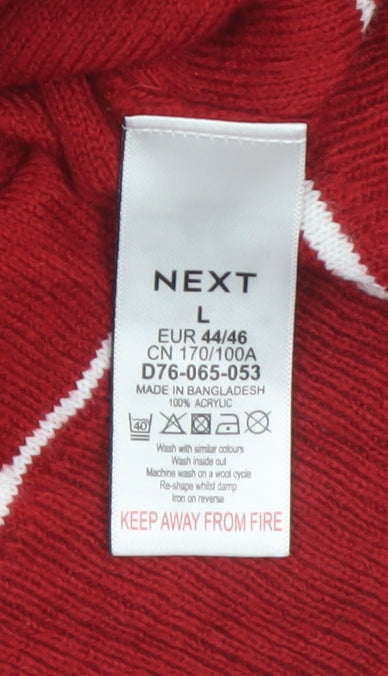 Next Womens Red Striped Crew Neck Acrylic Jumper L