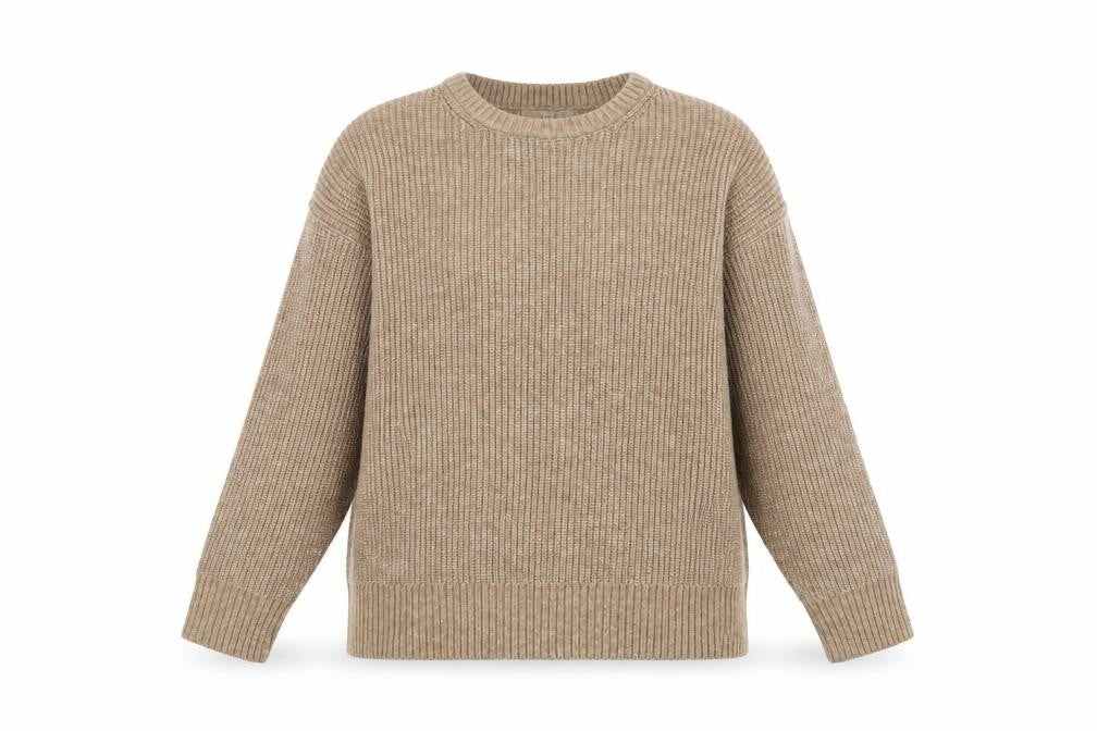 Marks and Spencer Women Beige L Chunky Knit Crew Neck Jumper