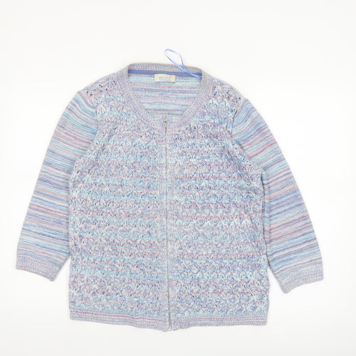 Marks and Spencer Women’s Multicoloured Cotton Knit Full Zip Jumper Size 14