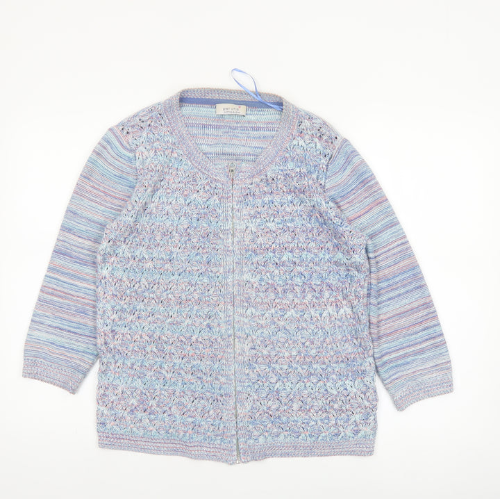 Marks and Spencer Women’s Multicoloured Cotton Knit Full Zip Jumper Size 14