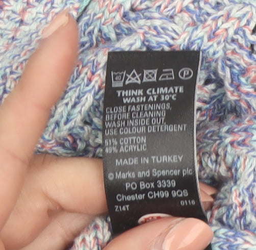 Marks and Spencer Women’s Multicoloured Cotton Knit Full Zip Jumper Size 14