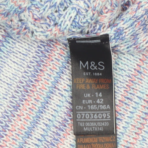 Marks and Spencer Women’s Multicoloured Cotton Knit Full Zip Jumper Size 14