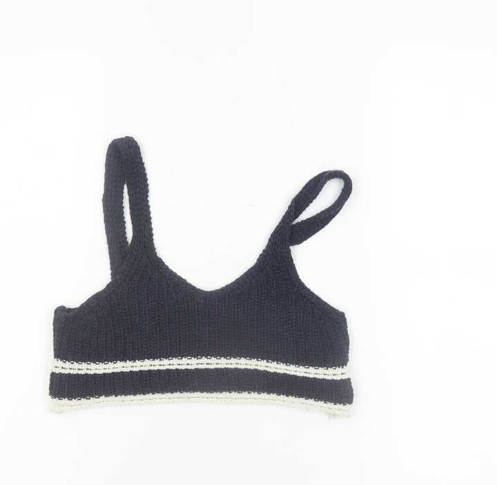 Zara Girls Black Knit Cropped Camisole Top Size 8-9 Years Cotton Blend