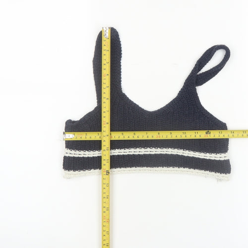Zara Girls Black Knit Cropped Camisole Top Size 8-9 Years Cotton Blend