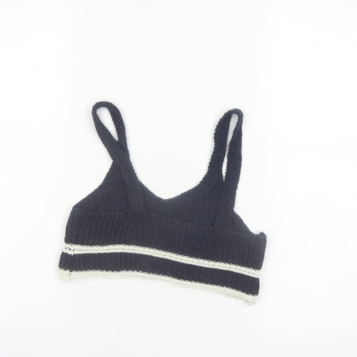 Zara Girls Black Knit Cropped Camisole Top Size 8-9 Years Cotton Blend