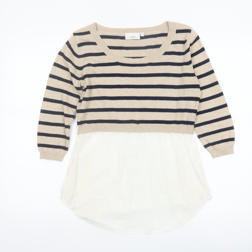 New Look Women Beige Stripe Pullover Jumper Size 10