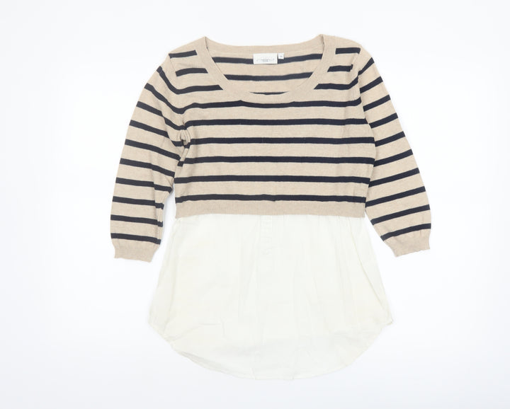 New Look Women Beige Stripe Pullover Jumper Size 10