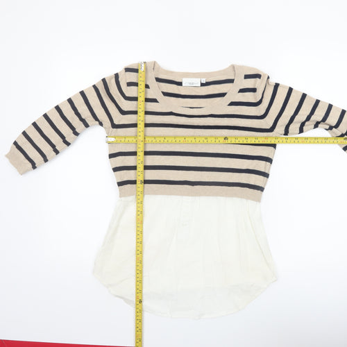 New Look Women Beige Stripe Pullover Jumper Size 10