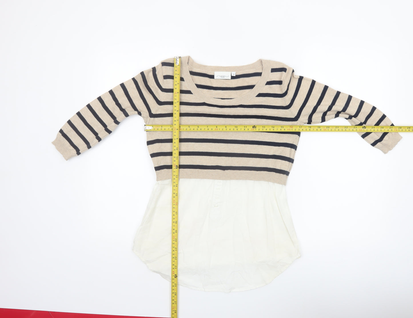New Look Women Beige Stripe Pullover Jumper Size 10
