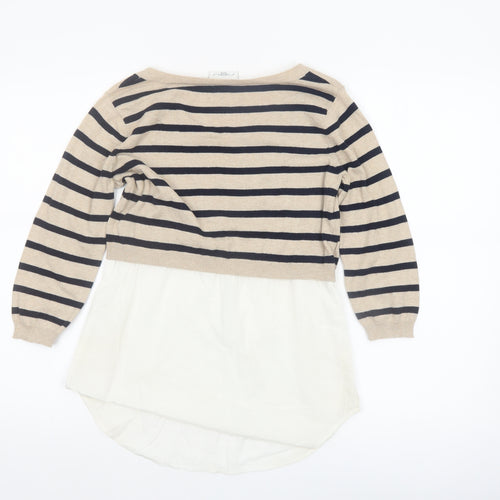 New Look Women Beige Stripe Pullover Jumper Size 10