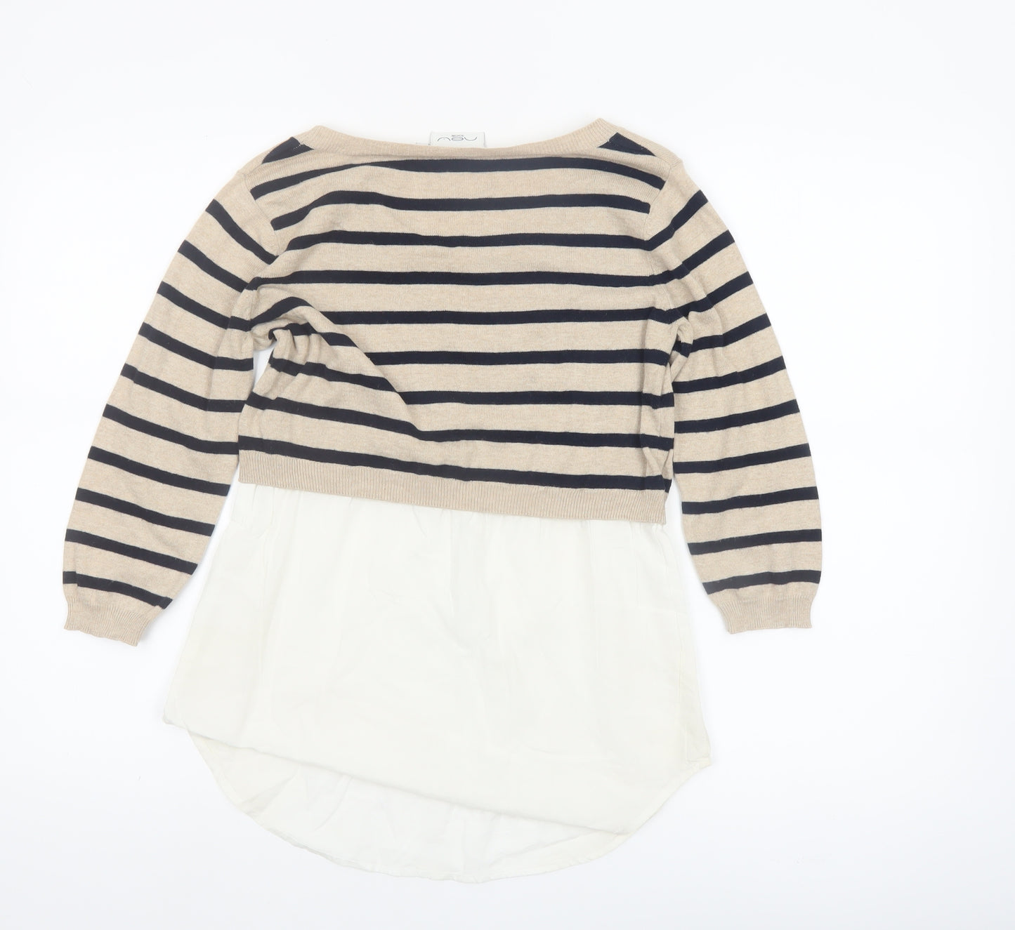 New Look Women Beige Stripe Pullover Jumper Size 10